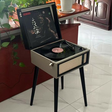 德國2025新款落地式覆古黑膠唱片機歐式客廳擺件留聲機電唱機木制【Snowbelle優選】