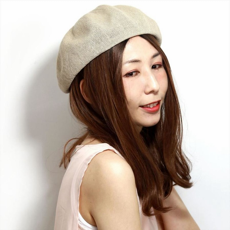 ベレー帽 春夏 大きめ 麻 ベレー レディース リネン 涼しい