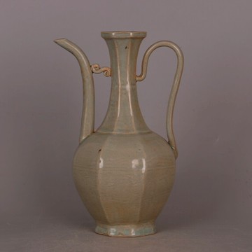 宋 越窯八方青釉長嘴執壺 仿宋代出土舊貨老瓷器古玩家居裝飾擺件