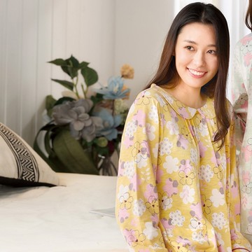 華歌爾睡衣-仕女系列 M-L繽紛萬花筒純棉針織印花洋裝(亮彩黃) LWZ36423YS