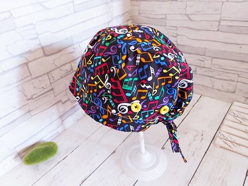 醫護雙層手術帽、工作帽、黑底音符款