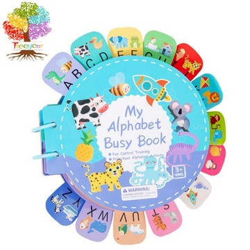 【樹年】兒童英文早教思維啟蒙安靜粘貼書玩具益智類玩具寶寶字母安靜書