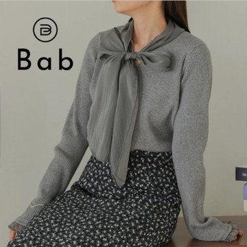 現貨🇯🇵Bab 設計感 大蝴蝶結 領口設計 羅紋針織上衣 日系穿搭 冬天女裝