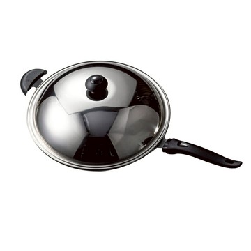 派樂 大富 備長炭遠紅外線 單柄炒菜鍋 36cm附不鏽鋼鍋蓋-航鈦合金 不沾鍋 炒鍋 鍋具神器主廚推薦款