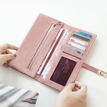 超薄磨砂錢包女長款韓版2025新款小清新學生簡約復古搭扣兩折錢夾