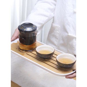 功夫新款茶具茶杯家用簡約一壺兩杯民宿酒店日式單人陶瓷茶壺茶盤