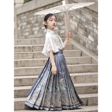 兒童馬面裙套裝2025新款女童漢服中國風唐裝古裝童裝古風大童夏季