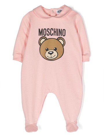 Moschino Kids - Teddy Bear-motif babygrow - kids - Cotton - 1-3 - Pink