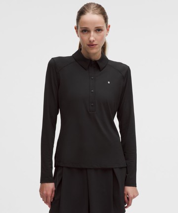 Quick-Dry Long-Sleeve Polo Shirt Straight Hem Size 4