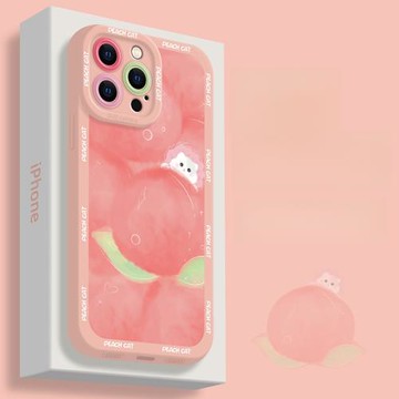 適用iphone15promax手機殼13新款14pro硅膠max可愛11夏天12粉色水蜜桃蘋果15pro保護套x女xr貓咪14高級感小眾