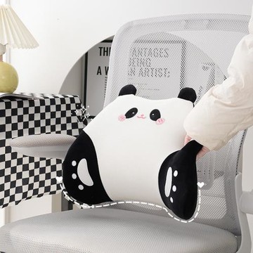 柔軟記憶棉熊貓辦公室久坐護腰靠枕夏季冰絲舒適四季通用座椅抱枕