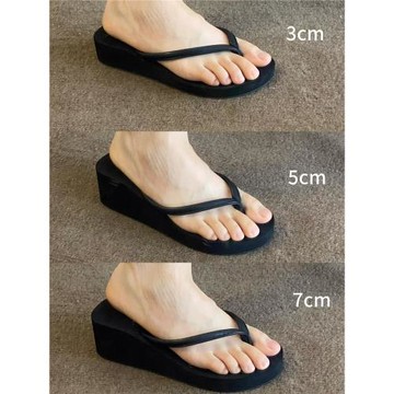 7cm人字拖女時髦腿精顯瘦顯比例坡跟厚底人字拖舒適增高顯瘦心機