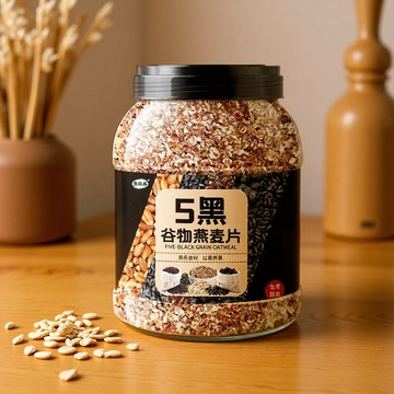 【低卡零嘴小舖】五黑穀物燕麥片1KG黑芝麻黑豆黑米麥片健身營養代餐卽食飽腹早餐 無蔗糖 健身代餐早餐 飽腹不長胖