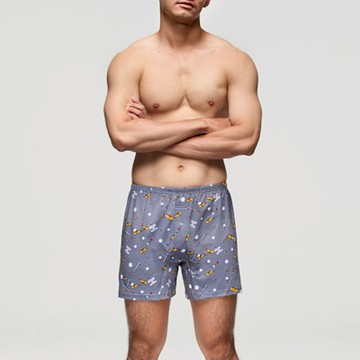 DADADO-一桿進洞 4L印花四角男內褲(灰) 天然絲光棉-吸濕排汗-GHQ517GY