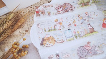 夢游大貓奇境 PET 紙膠帶 台灣自己印 10米卷