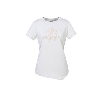 FILA官方直營 女短袖彈性圓領T恤-卡其 5TEZ-5606-KK