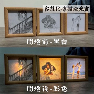 【客製化-實木素描燈光畫】創意禮品｜情人節禮物｜像框小夜燈｜交換禮物｜情侶閨蜜贈禮｜生日禮物