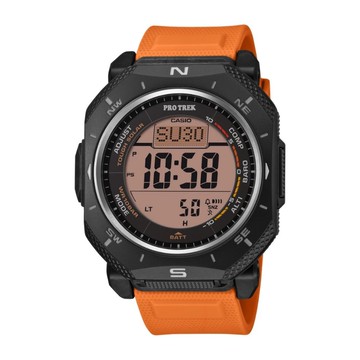 【CASIO 卡西歐】PRO TREK 太陽能 戶外冒險  堅固耐用電子錶款 黑橘 PRG-69-4_46.4mm