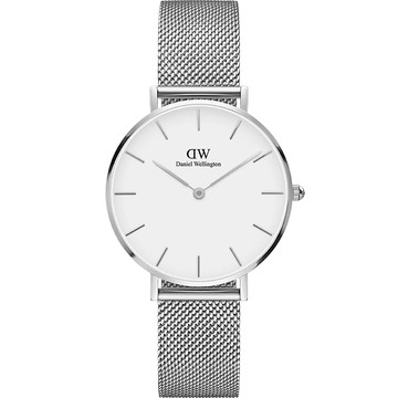 Daniel Wellington DW 女錶-32mm/銀框 Petite Sterling 經典極簡美學米蘭帶手錶 DW00100164