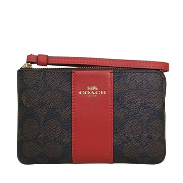 COACH 經典LOGO單層手拿包 防刮老花PVC塗層帆布 L型拉鍊 零錢包 手機包 手拿包 CW854 紅色(現貨)▶指定Outlet商品5折起☆現貨【送禮首選★APP下單點數4倍送】