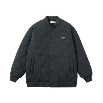 美式棒球棉服男潮牌ins秋冬季加厚棉衣港風復古菱格寬松棉襖外套