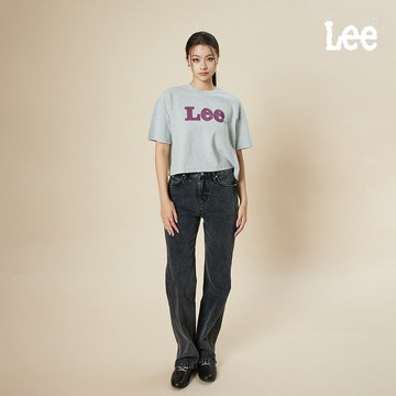 Lee 429 彈性中腰標準修身直筒牛仔褲 女 黑色洗水 LB517111040
