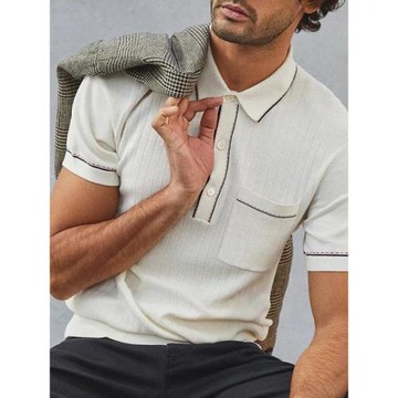 2023夏季新款針織翻領短袖POLO衫男士大碼休閑T恤潮Men's T-S