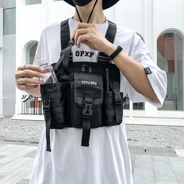 2023新款男士ins背包挎包個性男胸包潮牌包包休閑潮包