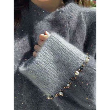 2024年新款星空重工羊絨浣熊絨哥特式新年女秋冬加厚寬松外穿