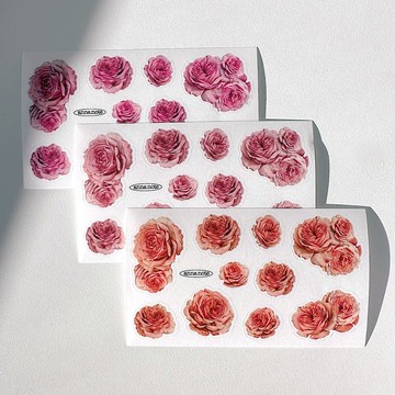 大馬士革玫瑰 貼紙 PET (anns note) 復古拼貼