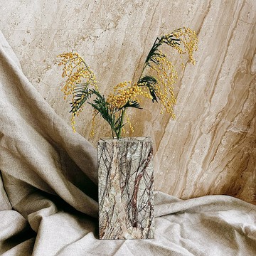【試管方系列-插花/水耕】大理石花器 橡木樹石系列