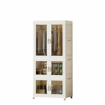 【好氣氛家居】54面寬雙開門收納帶輪衣櫃/置物收納櫃(抽屜櫃 收納箱 收納架 層架 衣櫥)