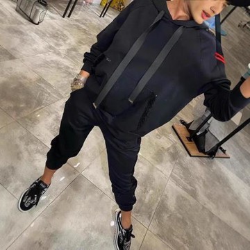 2024亞馬遜跨境獨立站熱賣休閑亮片口袋運動連帽衛衣衛褲套裝