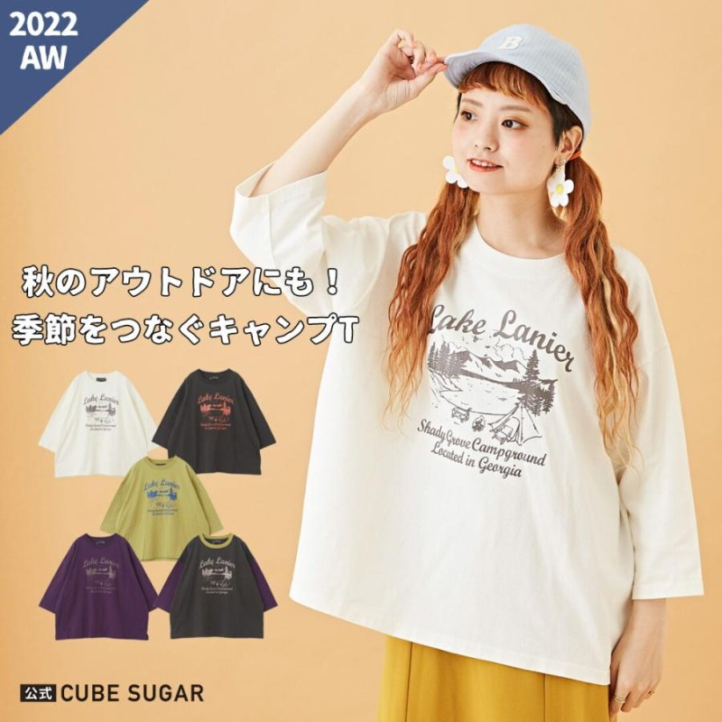 キューブシュガー CUBE SUGAR アメカジ レディース トップス プルオーバー ロゴ ゆったり 半端袖 カジュアル ストリート 通販  LINEポイント最大0.5%GET | LINEショッピング