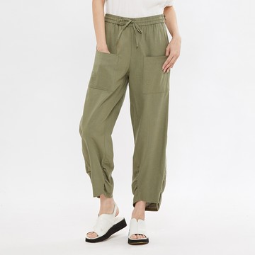 Hang Ten- 抽繩口袋寬版長褲-女(叢林綠)