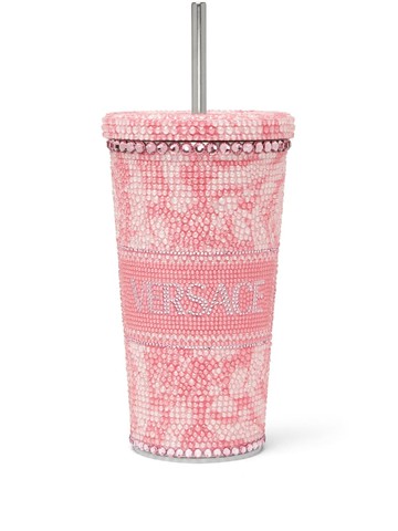 Versace - Barocco crystal-embellished travel cup - unisex - Steel - One Size - Pink