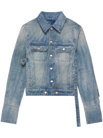 Courrèges - crystal-embellished denim jacket - women - Cotton - 36 - Blue