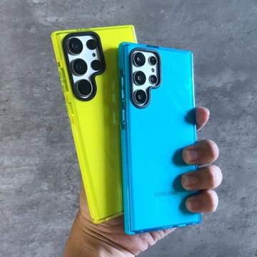 適用三星S23U/S24U/S25U簡約手機殼S22U/S24熒光黃簡約保護套Galaxy S25Ultra防摔硅膠軟殼