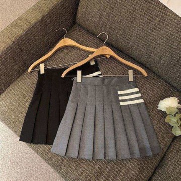 王心凌同款tb百褶裙女秋冬大碼顯瘦a字半身裙學院風三條杠短裙子