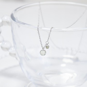 葡萄石mix橄欖石925純銀蛋糕爪鑲雙寶石項鍊