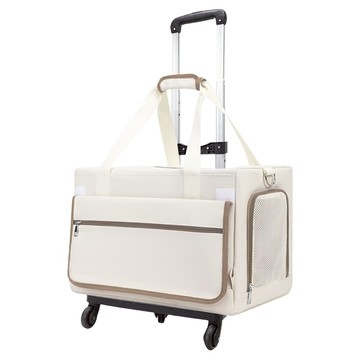 毛皇上 寵物外出行李推車 + 下層包  1組  棕色