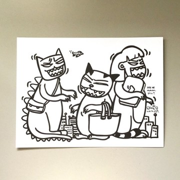 明信片黑白系列- 愛倫猴/變壓恐龍  塗鴉/填色明信片 | MonkeyCoo