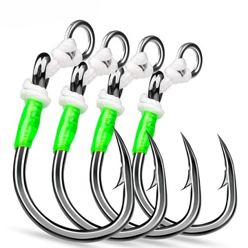 【TTFF】惡棍綁毛鐵板鉤5個/包深海船釣魚鉤海釣魚鉤5個袋裝 鱘魚青魚鉤巨物大物鐵板鉤漁具現貨批發