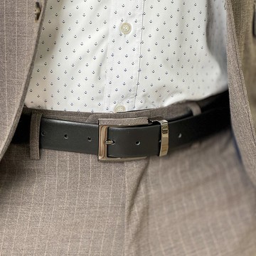 黑色真皮皮帶/商務皮帶 免費客製刻字生日禮物/情人節禮盒/客製化