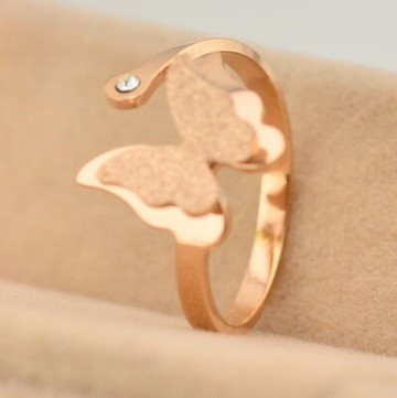 現貨+預購 玫瑰金戒指 鑲鑽銀飾-磨砂蝴蝶時尚母親節生日情人節禮物女飾品71am34【獨家進口】【米蘭精品】