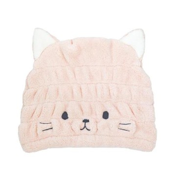 日本CB Japan 動物造型超細纖維浴帽-小貓粉