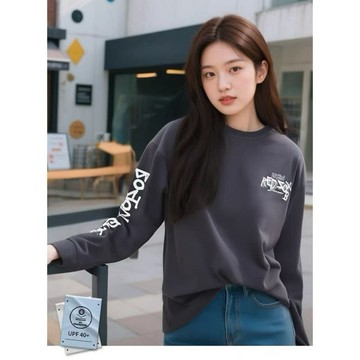 MLB 正韓直郵 波士頓 紅襪 Boston Red Sox 塗鴉字母印花 男女情侶款 長袖 T-Shirt