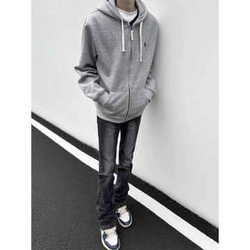 廓形重磅cleanfit風灰色衛衣外套男款秋冬加絨美式高街vibe連帽衫