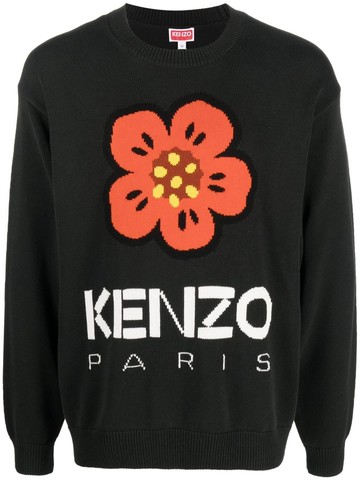 Kenzo - Boke Flower intarsia-knit jumper - men - Cotton/Polyester - S - Black