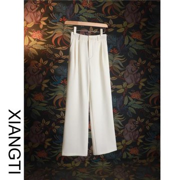 XT西裝褲子女新款2025爆款秋季顯瘦顯高休閑秋裝職業中腰松緊直筒